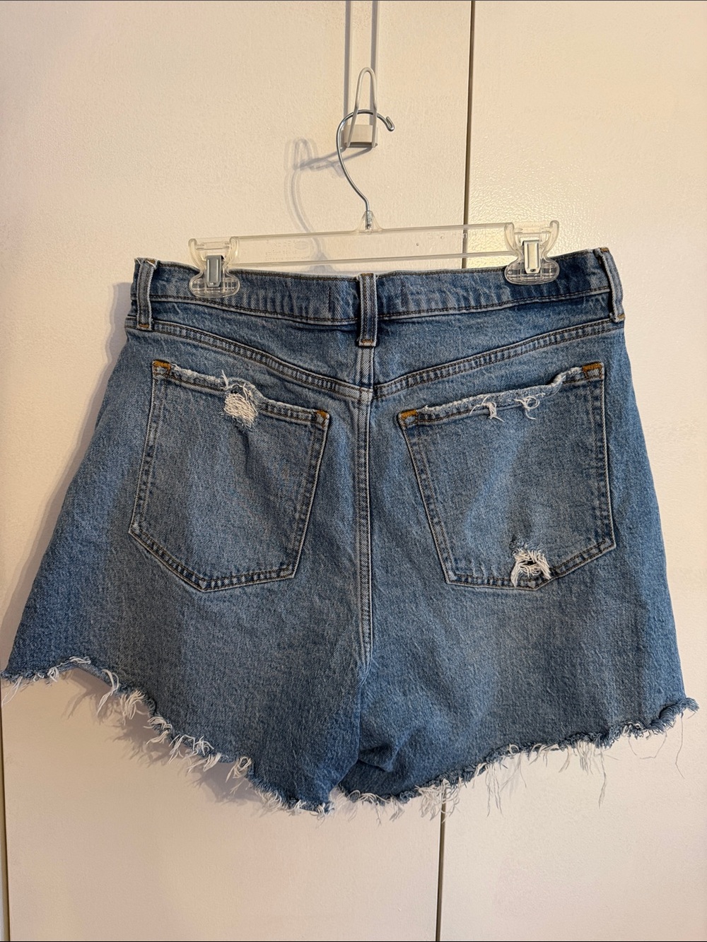 Abercrombie & Fitch Blue Frayed Hem Denim Shorts - Picture 4 of 6